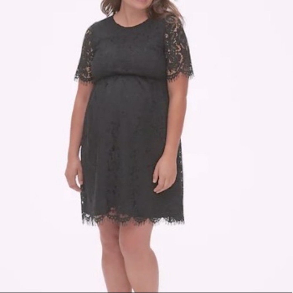 GAP Maternity Black Lace Short Sleeves Dress Evening and Casual Dress size L NEW